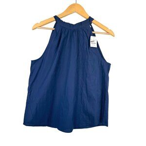 J.crew Bow-back halter top in Navy preppy loose fit‎ BY432 sz S